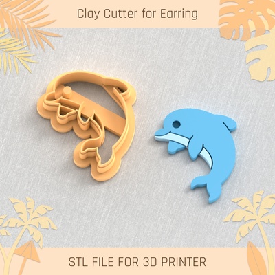 dolphin summer clay cutter tools earring turtle beach shell 3d print model - Mito3D