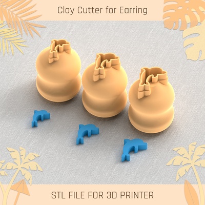 dolphin summer mini clay cutter tools earring 3d print model - Mito3D
