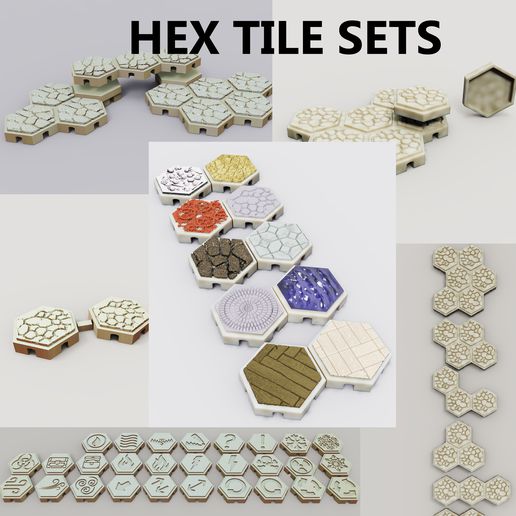 dom lgl hexadécimal tuile ensembles Jeu hexagone hexa dnd jeu rôle donjon guerre plateau marteau ensemble tuiles accessoire warcraft 3D print model - Mito3D