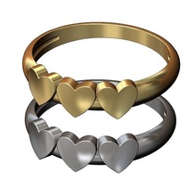 kubbe 3 kalpler yüzük 3d Yazdır model takı kalp Aşk sevgili sembol romantik nişan düğün düşük profil moda yazdırılabilir altın gümüş mücevher sterlin basit grup 3d print model - Mito3D