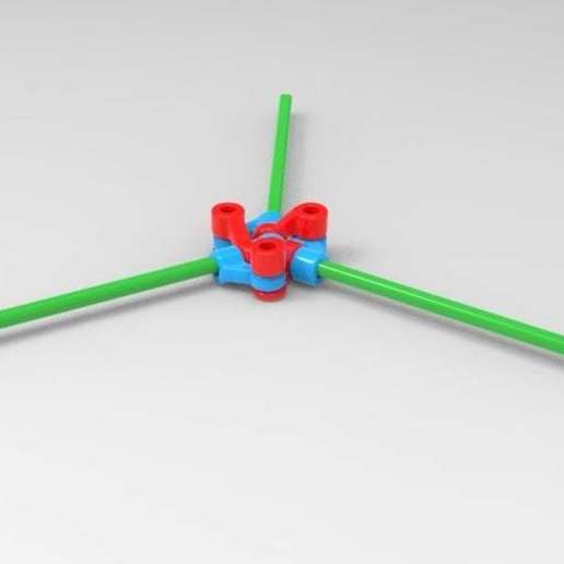 dome connector hinge geodesic hub rf connectors buildings_structures 3D print model - Mito3D