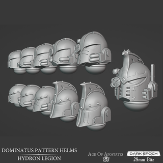 dominatus pattern helmet bits dark epoch legion heresy hydra marine heads grimdark future war wargaming 3d print model - Mito3D