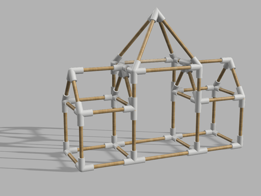 domo aquitectura mock-up dome model forms unions chopsticks shapes joints sticks 3d print model - Mito3D
