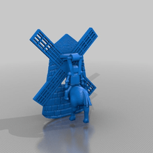 don quixote riding against windmill manual doorbell gadget 3d print model - Mito3D