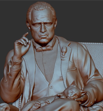 don vito corleone pate kunst mächtig chefao marlon brando büste busto zahl diorama figuriner 3d print model - Mito3D