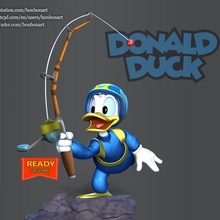 Donald ördek Balık tutma 3d print model - Mito3D