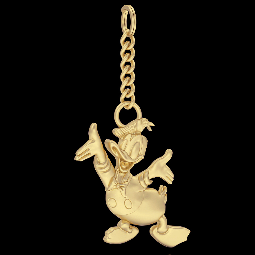 donald duck key holder silver gold jewelry printable 3d model trend fashion design zbrush tiger ak47 3D print model - Mito3D