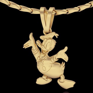 Donald ördek kolye gümüş altın takı yazdırılabilir 3d model akım moda tasarım zbrush kaplan ak47 3d print model - Mito3D