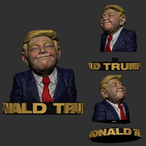 donald trump impressão 3d o modelo de escultura a arte engraçado meme zbrush imprimível printable 3D print model - Mito3D