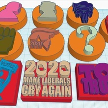 donald trump stamps clay play-doh etc tool usa themed collection stamp mold crafts pottery politician voting america win republique republic political politics playdoh 3d print model - Mito3D