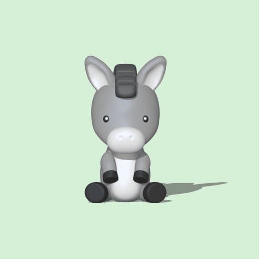 donkey cute figure sculpt sculpture sculptures animal toy art miniatures sitting 3D print model - Mito3D