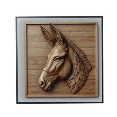 asino animale sollievo arte animali yeggi mito3d fallimento google ciondoli medaglione animal relief wall art parete 3d print model - Mito3D