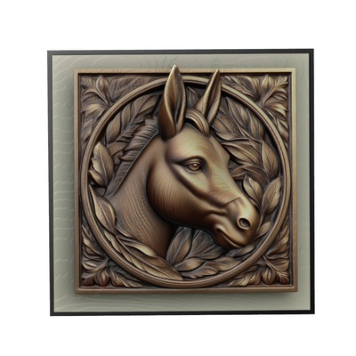 asino animale sollievo arte animali yeggi mito3d fallimento google ciondoli medaglione animal relief wall art parete 3d print model - Mito3D