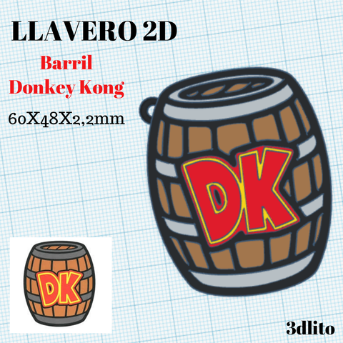 donkey kong barrel anillo de claves la moda jannie jeugo juego 3dlito llavero nintendo 3D print model - Mito3D