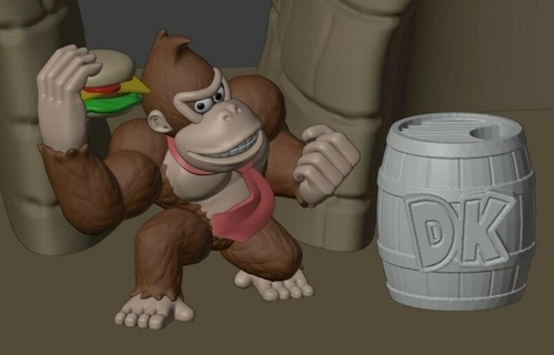 asno kong personagem Hamburger mão Nintendo videogame mario 3d print model - Mito3D