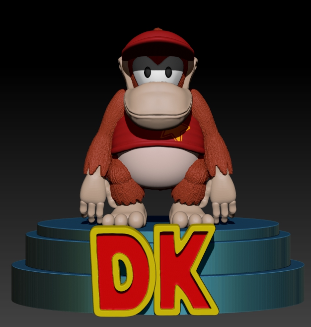 asno kong país diddy jogos snes plataforma retro clássico macaco dk 3D print model - Mito3D