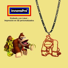 donkey kong dk pendant jewelry monkey nintendo logo super keychain key ring necklace retro 3d print model - Mito3D