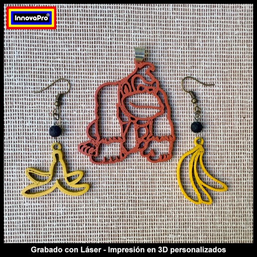 donkey kong dk set gioielli orecchino gli orecchini retrò ciondolo la collana anello per chiavi keychain super il logo nintendo l'asino banana scimmia 3D print model - Mito3D