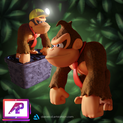 asino kong miniere arte dkc nintendo nazione donkeykong animale miniatura gorilla raro giochi figura azione decorativo scultura classico giocattolo dk 3d print model - Mito3D