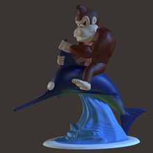 Burro Kong montado sostener pez espada juego vídeo Oceano dk juguete diorama 3d print model - Mito3D