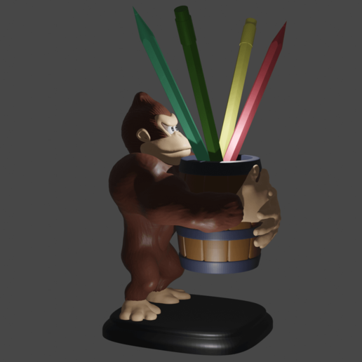 donkey kong pen holder various barrel pencil gorilla mario bros nintendo 3D print model - Mito3D