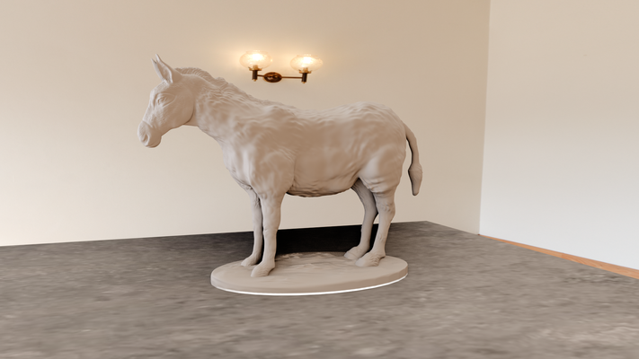 donkey statue stl 3d print file art farm jungle safari miniature tabletop animals sculpture wall decor 3d print model - Mito3D
