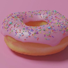 donut food cream sprinkles colours art bread 3d print model - Mito3D