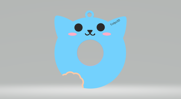 rosquinha gato chaveiro llavero gato dona 3d print model - Mito3D