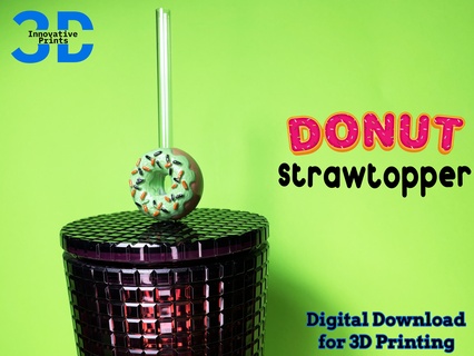 donut straw topper stl file 3d print model - Mito3D