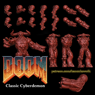 Untergang klassisch Cyberdemon ewig Tyrann Spiel Dämon brutal Cyborg Cyber industriell Hörner 3d print model - Mito3D