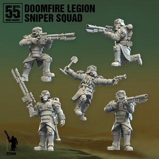 doomfire legion snipers krieg grimguard miniature minis miniatures pre-supported stl fantasy soldier kitbash wargaming soldiers tabletop ww2 death korps dnd grim guard 32mm 55mm 3d print model - Mito3D