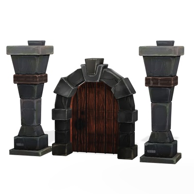 door planks pillars medieval castle stone rock kingdom 3d print model - Mito3D
