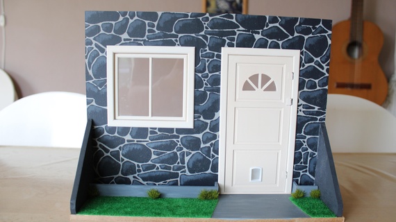Tür window Katze 1 12 Miniatur Spaß dekor catdoor Haus 3d print model - Mito3D