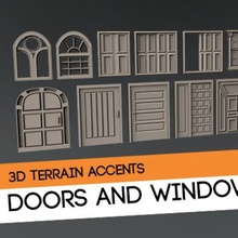 puertas ventanas terreno kitbash kit juego 3d print model - Mito3D
