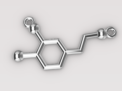 dopamine-molecule pendant dopamine jewel goal silver 3d print model - Mito3D