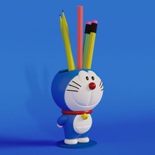 Doraemon pensée titulaire soutien gadget stylo gros titre organiser nature conception crayon bureau Bureau maison art poly 3d print model - Mito3D