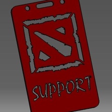 dota support-2d - crachá de identificação do titular cartão crédito gadget id emblema 3d print model - Mito3D