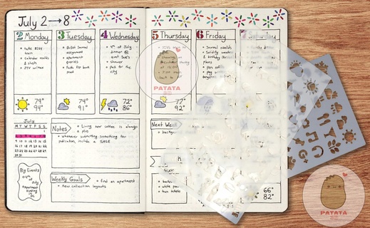 gepunktet Tagebuch Schablone einstellen 12 300 Designs Wesentliche Regel Marker Planer Kalender schreiben Schule Papier Blatt Faser Bleistift Student Studie Buch 3d print model - Mito3D