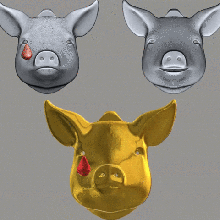 doppelseitige Anhänger Kunst Schwein Tier Juwel loop Kopf bas-relief die Erleichterung Gesicht Freude Traurigkeit Stimmung Trauer Doppel 3d print model - Mito3D