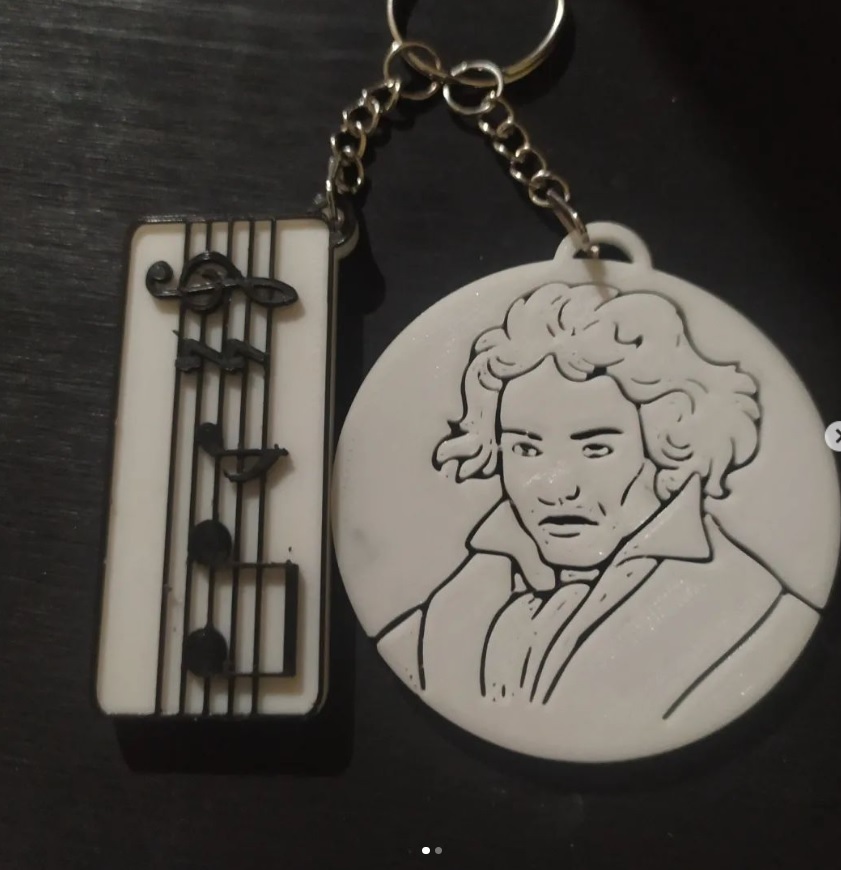 double Beethoven clé bague bijoux porte clés musique 3D print model - Mito3D