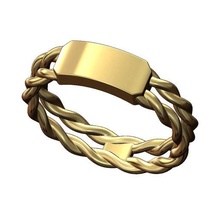doble trenzado cable etiqueta anillo 3d impresión modelo joyería joya grabable sello imprimible cuerda apilable apilador grabado iniciales 3d print model - Mito3D