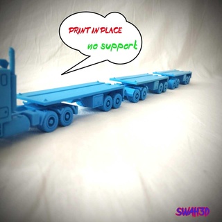 double chassis container - road train trailer truck tractor lorry transport print place functional working wheels vehicle car toy flexi flexible printinplace articulated 3d print model - Mito3D