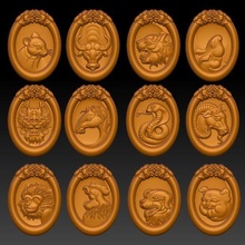 double dragon relief pendant jewelry zodiac 3d print model - Mito3D