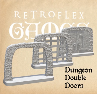 double dungeon doors ye olde worlde Game door portcullis quest heroquest descent dnd dragons old world 3d print model - Mito3D