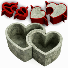 çift kalp tencere kalıp sevgililer gün dia Los aşık Molde Maceta Coraz çimento sevgili Aşk ekici kalpler maceta 3d print model - Mito3D