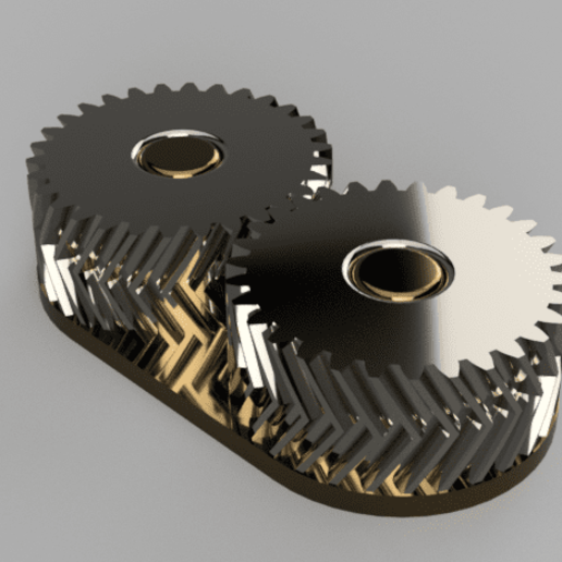 double helical gear assembly gears pulleys 3D print model - Mito3D