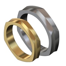 çift altıgen bükülme grup 3d Yazdır model takı yönlü faset geometrik yüzük düğün nişan moda yazdırılabilir altın gümüş mücevher sterlin lüks modern Menring erkekler 3d print model - Mito3D