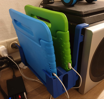 double ipad tablet holder charging 3d print model - Mito3D