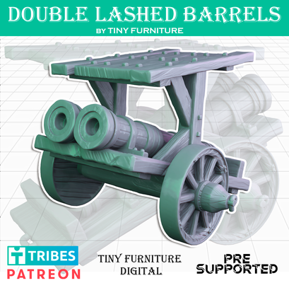 double lashed barrels medieval artillery game tabletop miniatures roleplaying fallout d&d dnd pathfinder rpg 3d print model - Mito3D