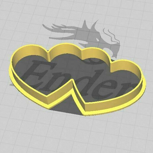 double l'amour cœur biscuit fondant coupeur embosseur 3D print model - Mito3D